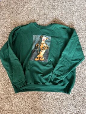 Disney Men's Forest Green Tigger Crewneck Sweatshirt